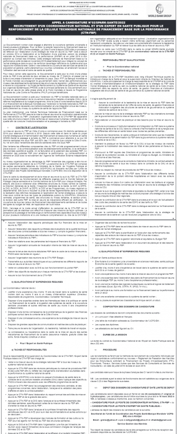 Recrutement de 01 Coordonnateur national